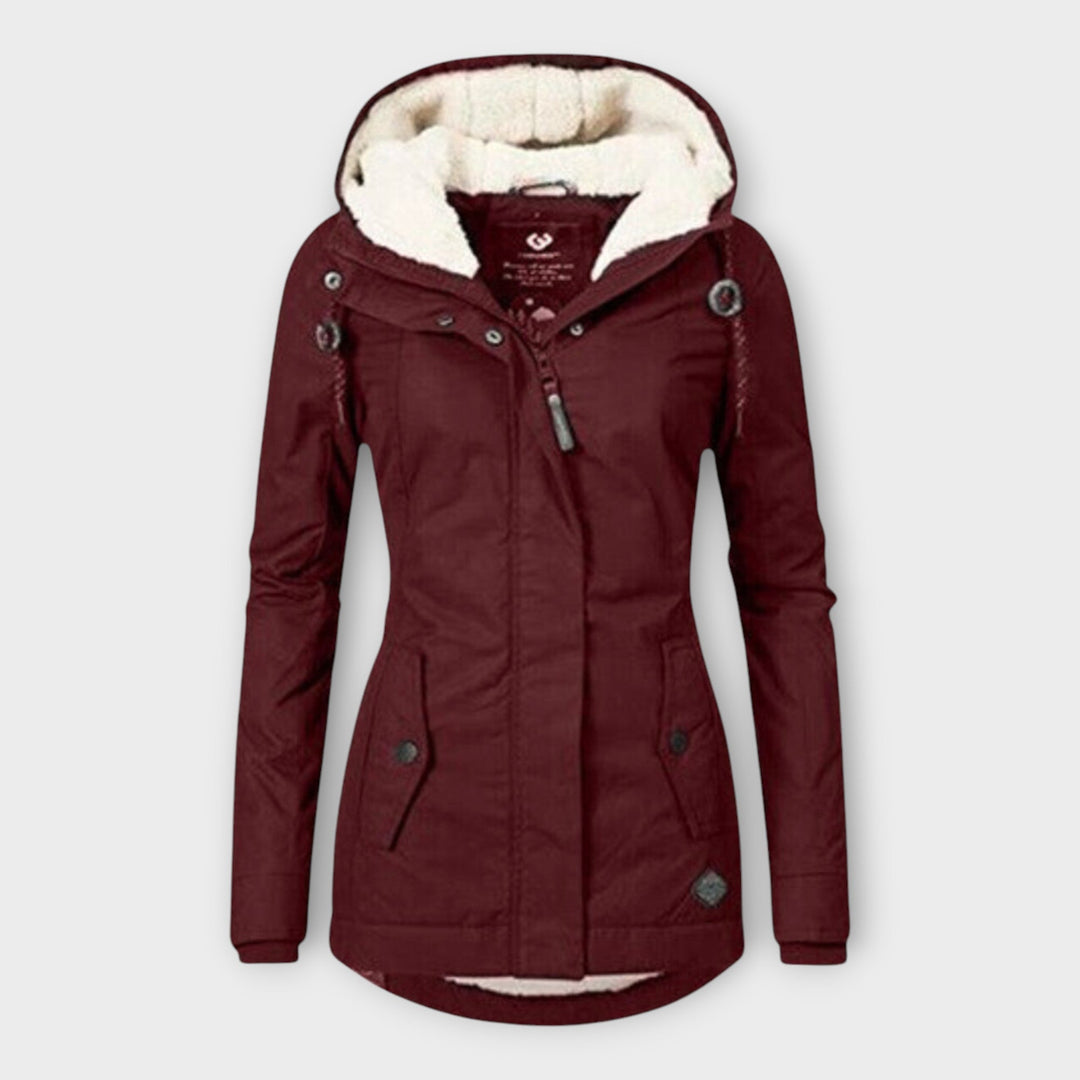 Sophie - Olivgrüne gefütterte wasserfeste Winterjacke