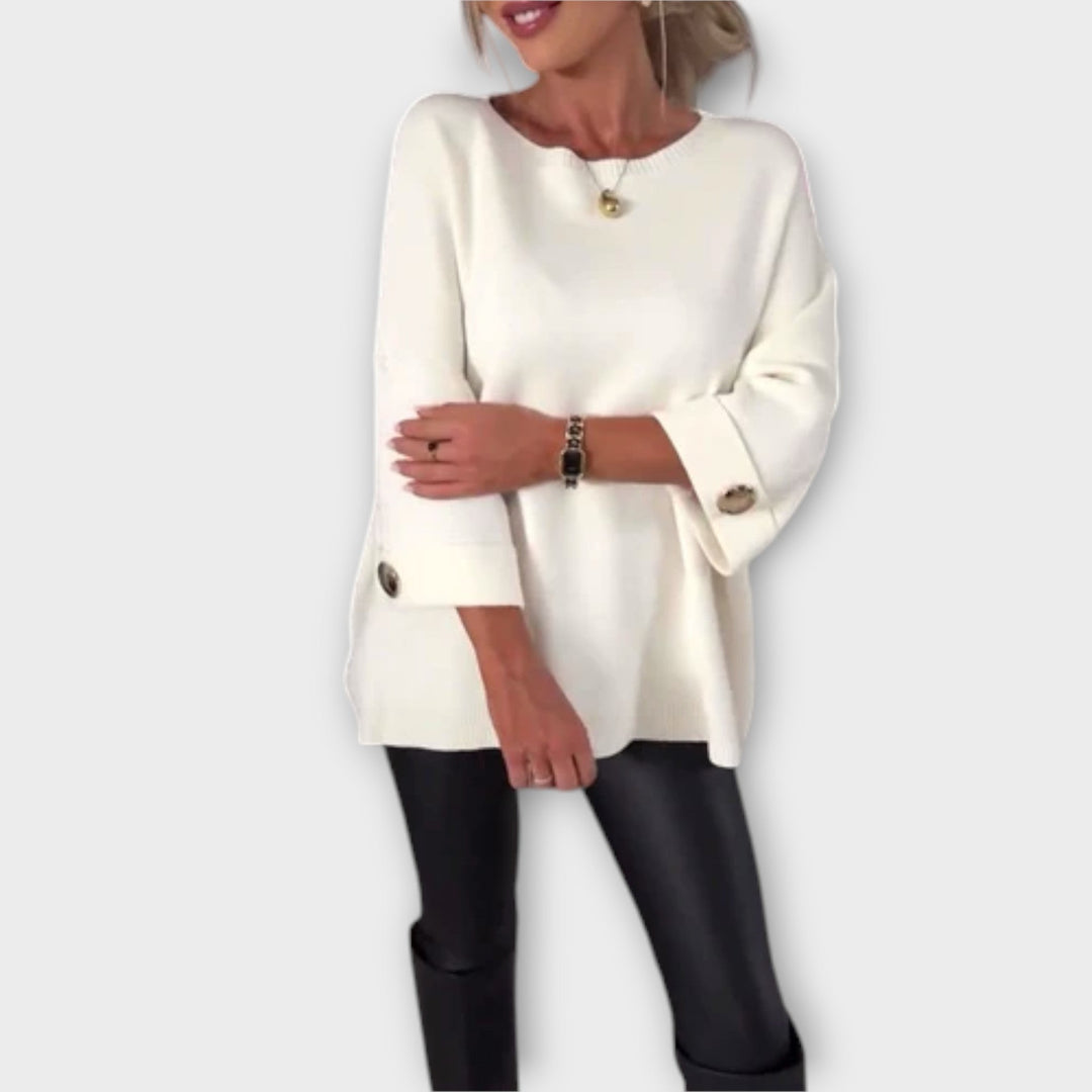 Isabella - Weisse elegante Strickbluse