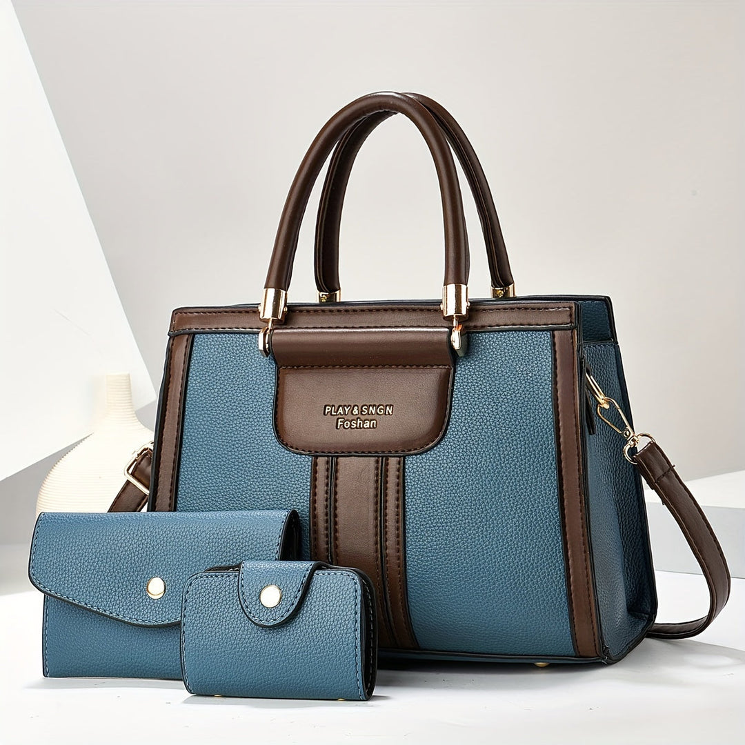 Luna – Elegants 3-teiligs Ledertasche-Set