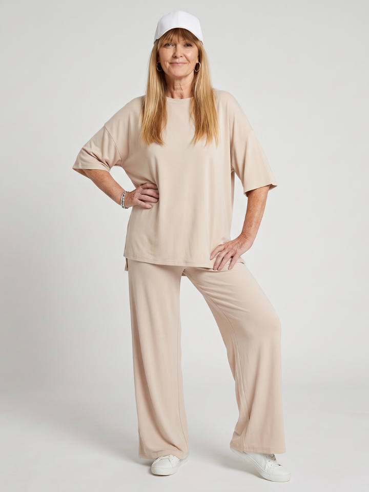Ramse | Oversize-Set mit kurzärmligem Oberteil und Hose mit weitem Bein