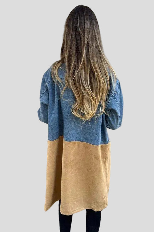 Alberte - Zweifarbige Denim-Mantel