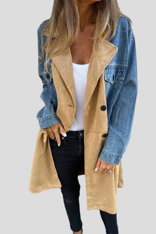Alberte - Zweifarbige Denim-Mantel