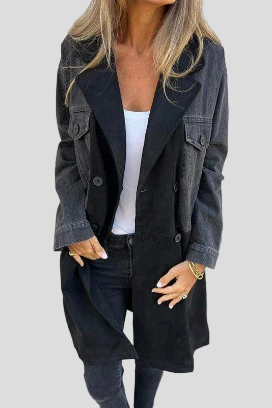 Alberte - Zweifarbige Denim-Mantel