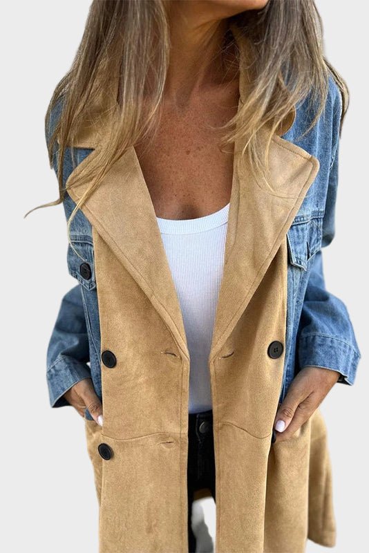 Alberte - Zweifarbige Denim-Mantel