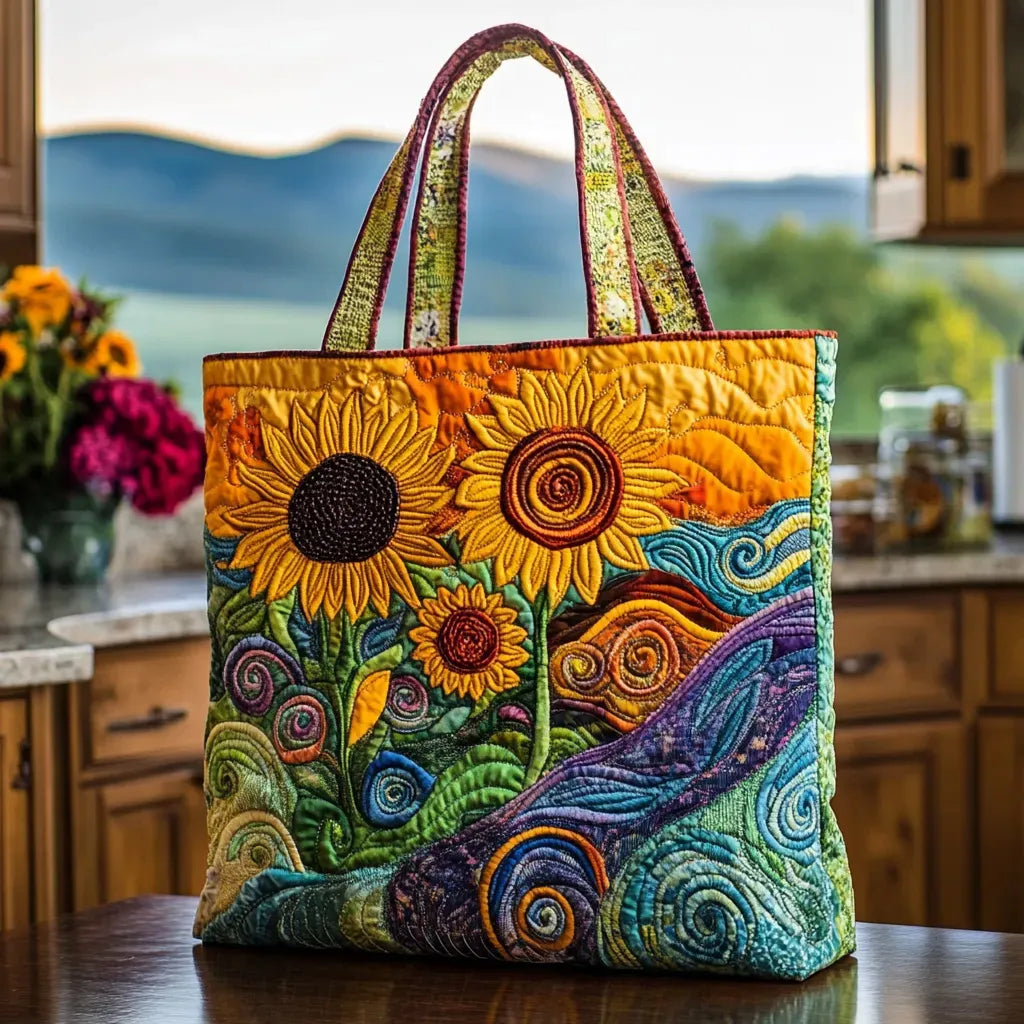 Handgmachti goldigi Spirale-Suneblume-Täsche