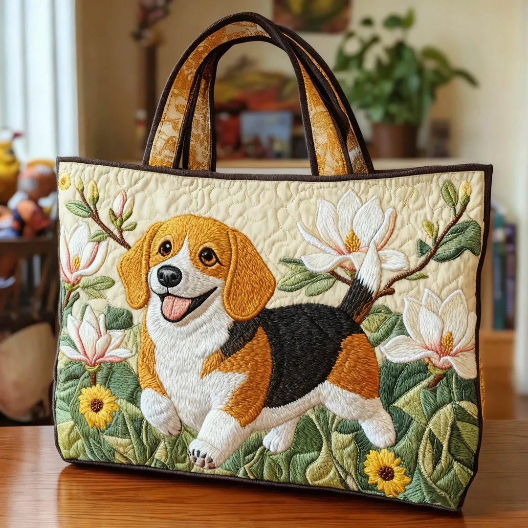 Handgmachti Tasche mit härzige Beagle und Magnolie