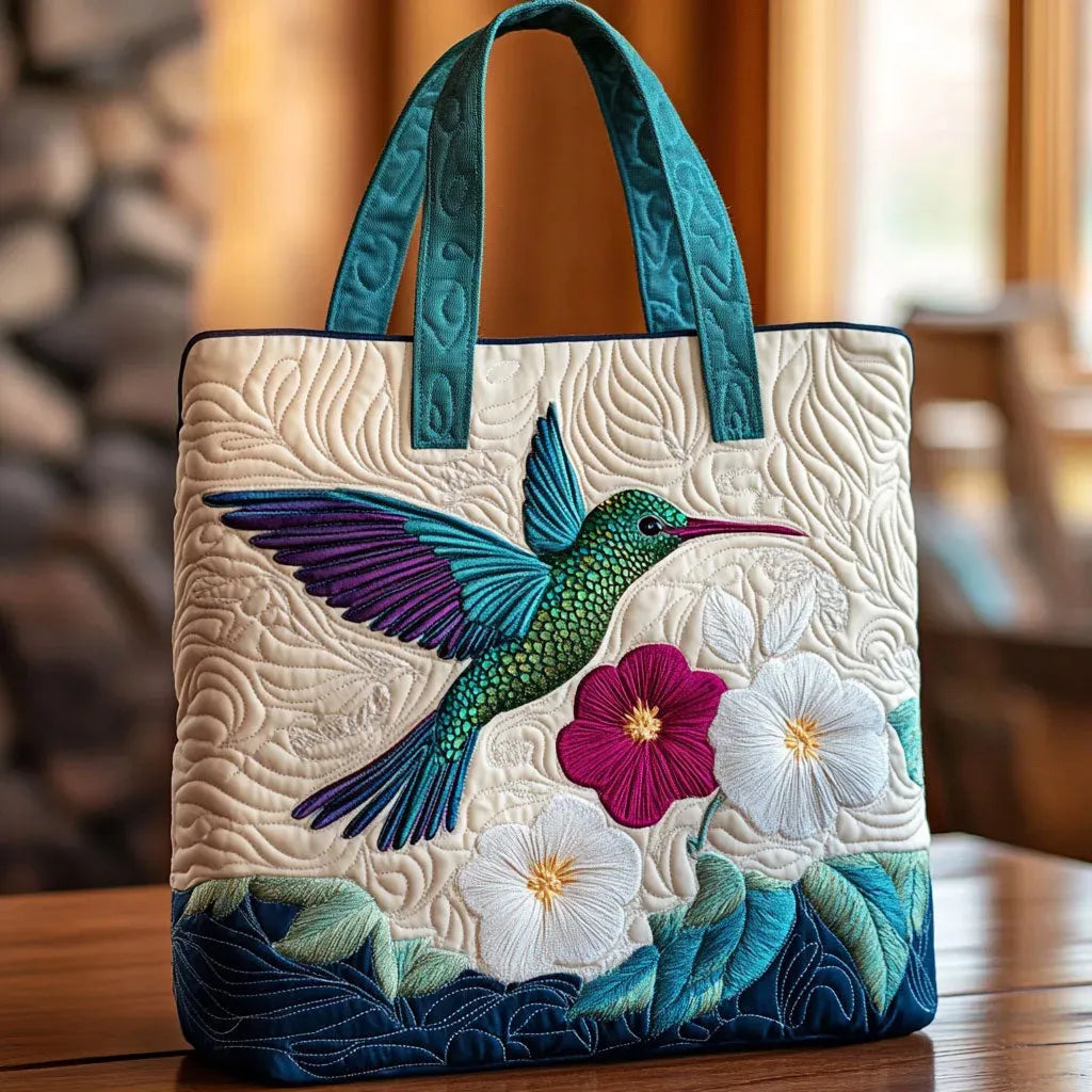 Kolibri – Gfüetterti Tasche mit Bluememuster