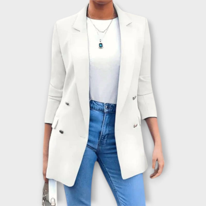 Lina - Dunkelblauer eleganter Blazer-Mantel