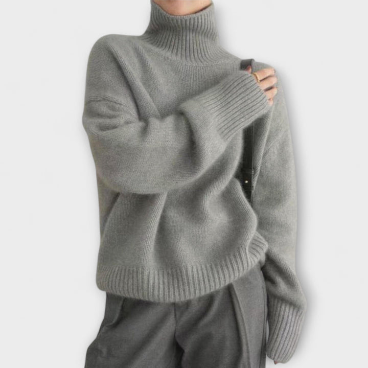 Mera - Cremefarbener Kaschmir-Rollkragenpullover