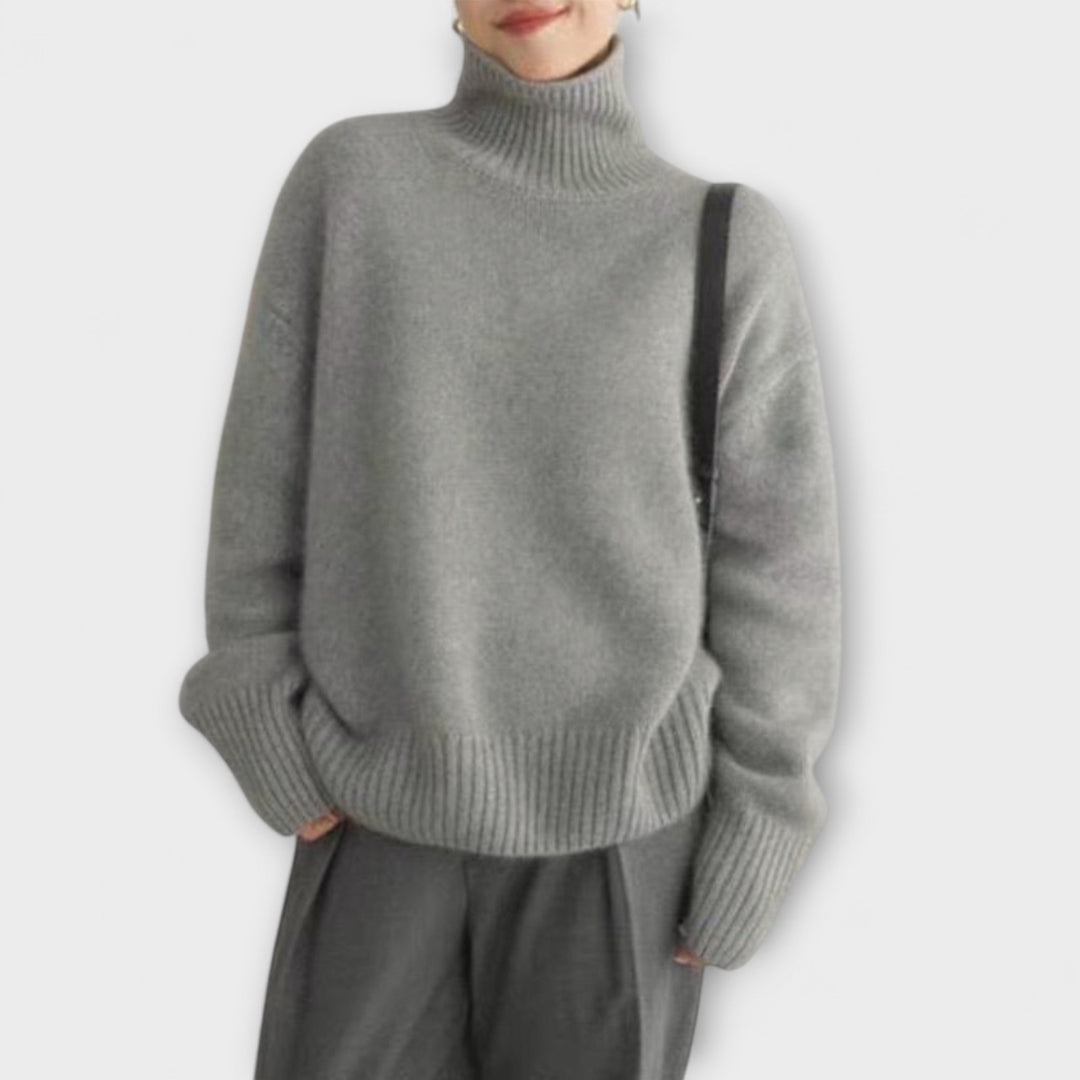 Mera - Cremefarbener Kaschmir-Rollkragenpullover
