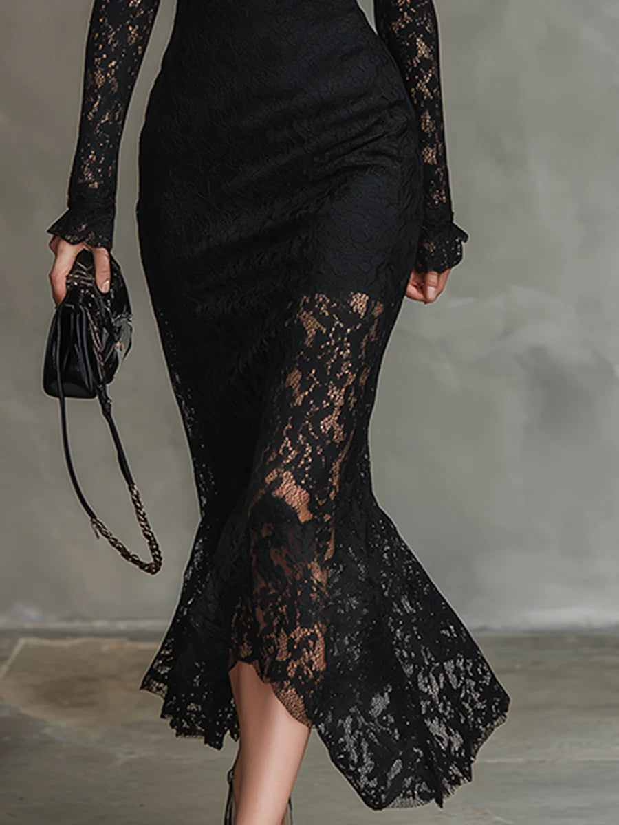 Jeanne | Elegantes Maxikleid aus Spitze mit Fischschwanz-Schnitt