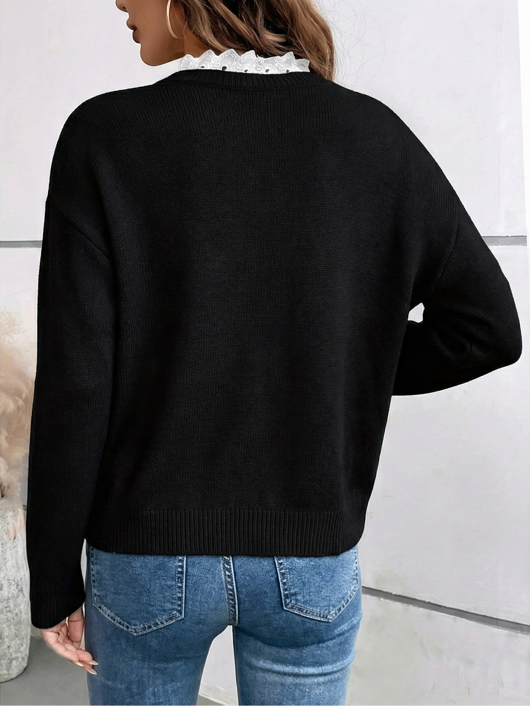 Céline | Schicker Strickpulli mit elegantem Spitzechraag