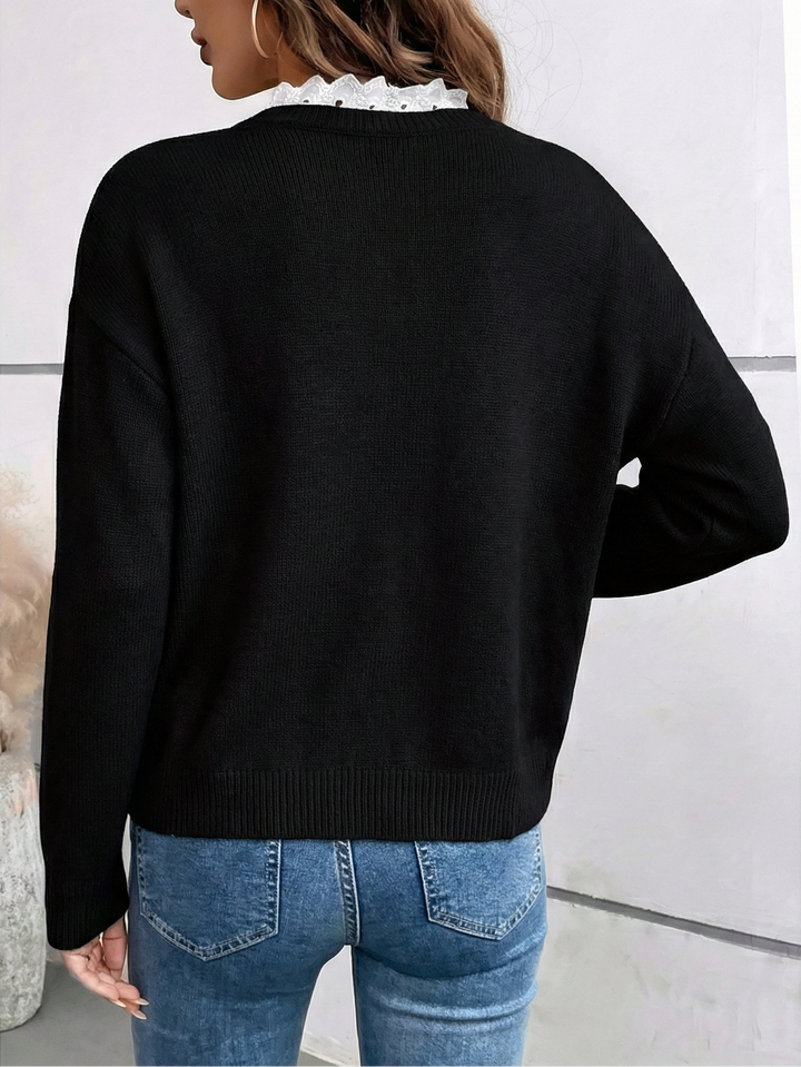 Céline | Schicker Strickpulli mit elegantem Spitzechraag