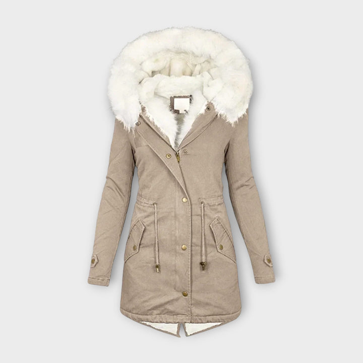 Ivara - Olivgrüne Winterjacke mit Fellkapuze