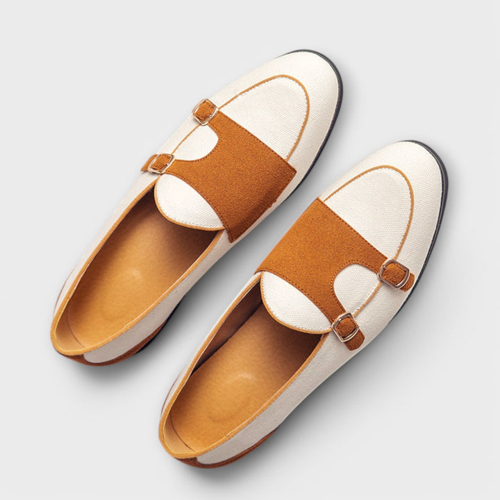 Margarete - Zweifarbigi Slipper mit Riemä