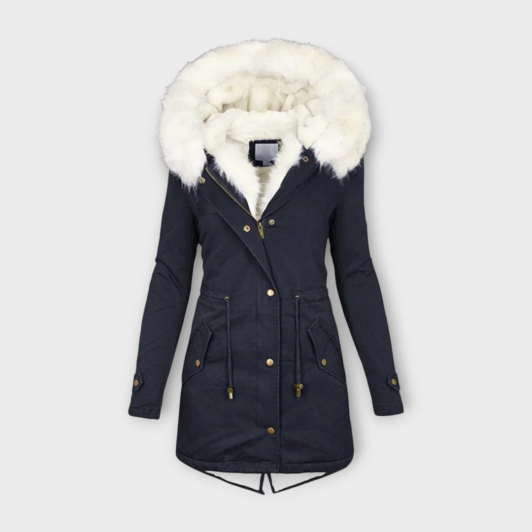 Ivara - Olivgrüne Winterjacke mit Fellkapuze