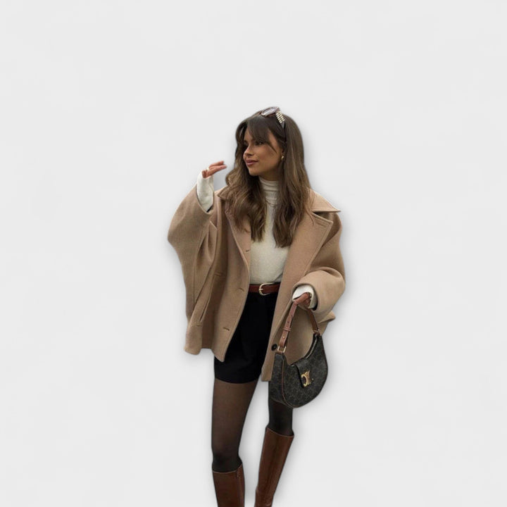 Lovie - Beiger Oversized-Mantel im urbanen Chic