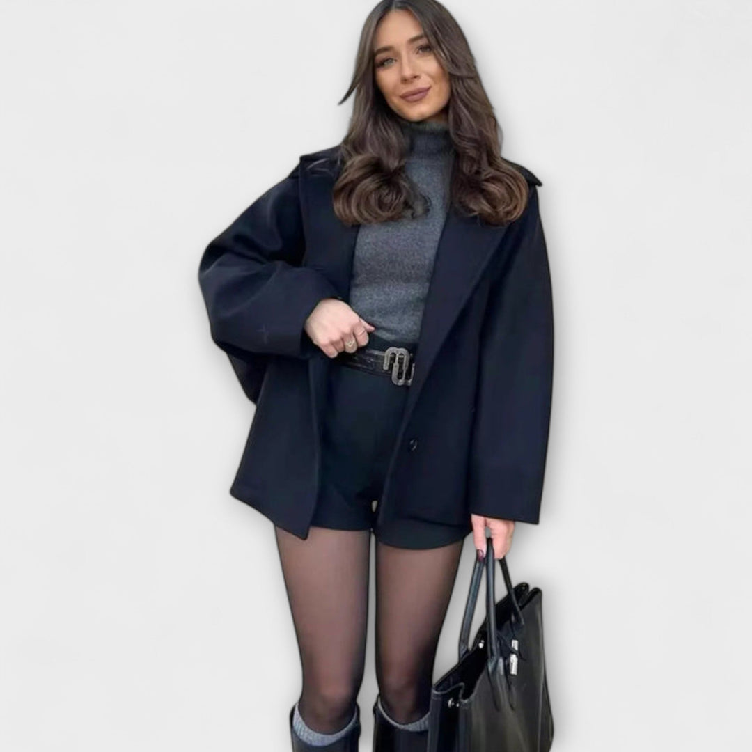 Lovie - Beiger Oversized-Mantel im urbanen Chic