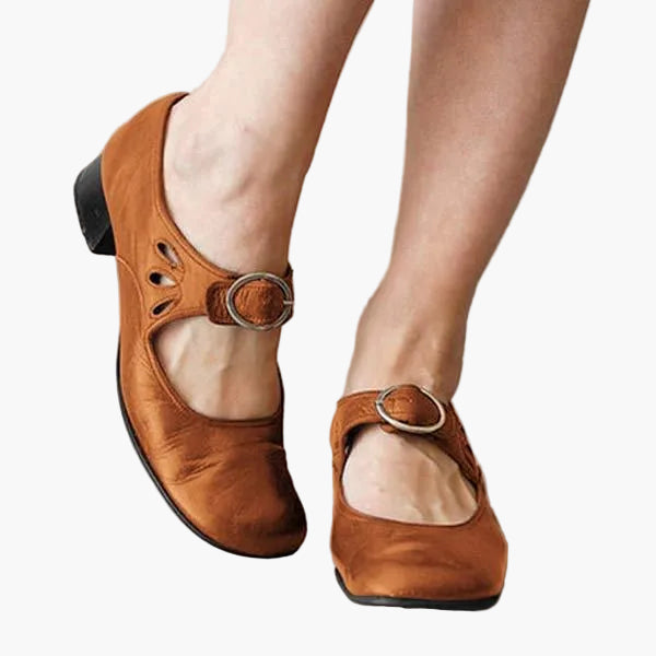 Anna – Vintage-Stil – Eleganti Alltagsschueh mit Schnalle und Blockabsatz