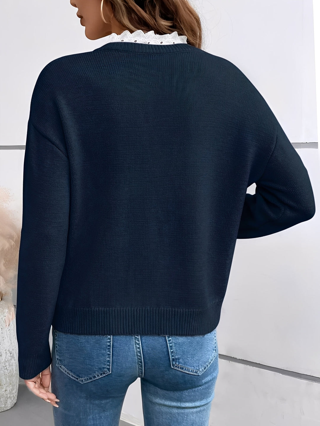 Céline | Schicker Strickpulli mit elegantem Spitzechraag