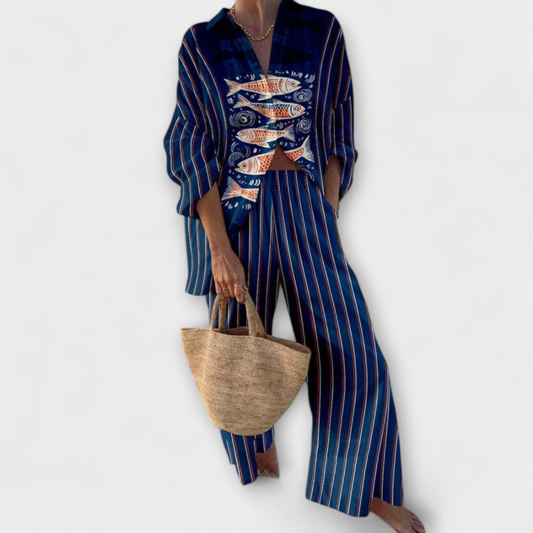 Valisa – Set mit Koi-Motiv i Blau