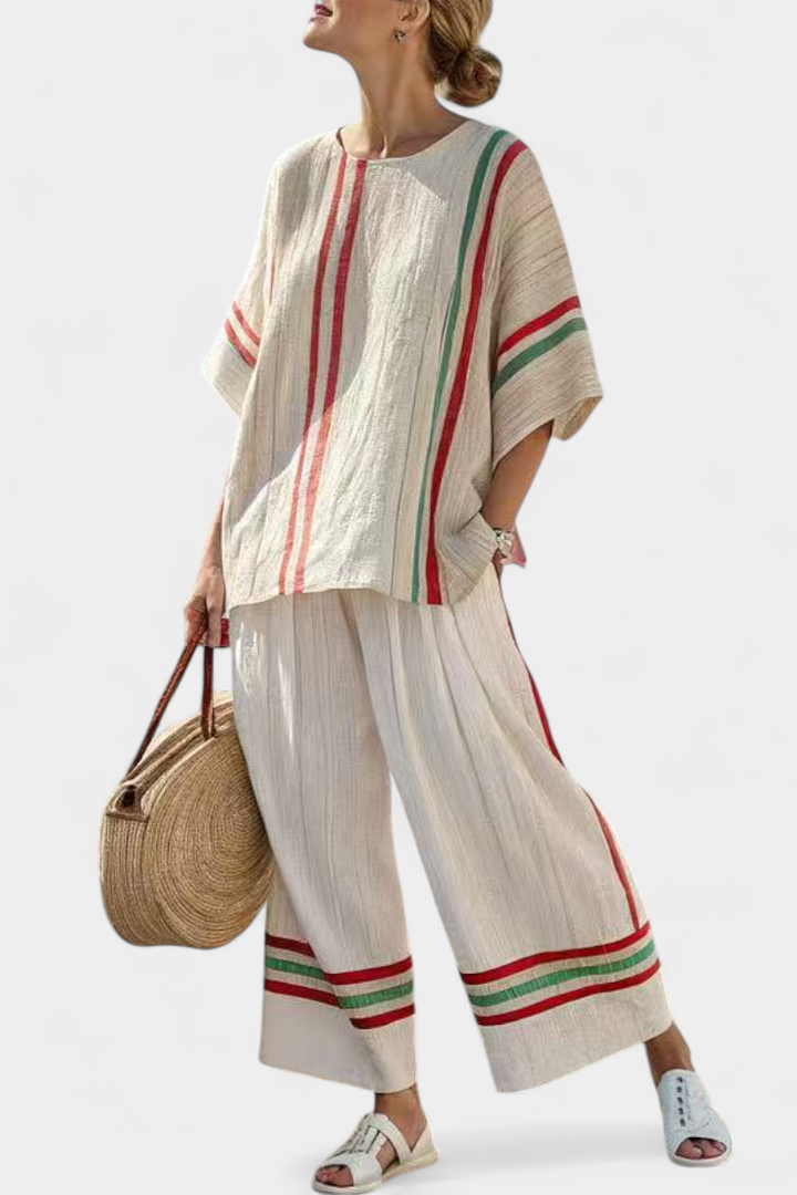 Truvane | Bequemi Boho-Printbluse & locker sitzendi Hose