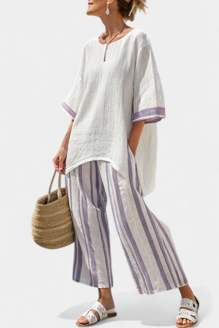 Luxmere | Bequemi, lockeri Bluse & gstreifi Bambus-Hose