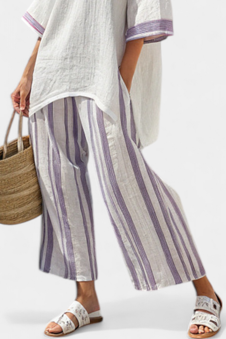 Luxmere | Bequemi, lockeri Bluse & gstreifi Bambus-Hose