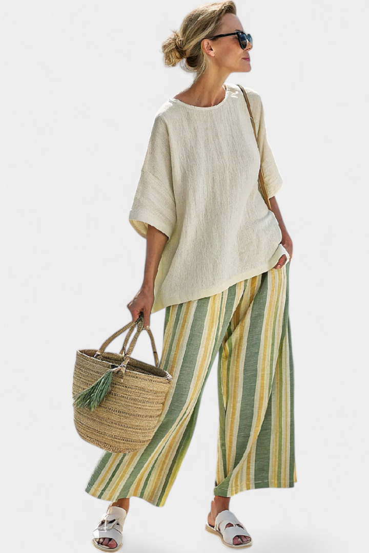 Ellowyn | Elegants Top & gstreifi Leinehose