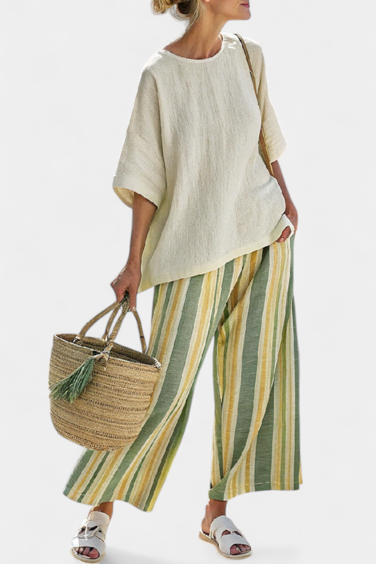 Ellowyn | Elegants Top & gstreifi Leinehose
