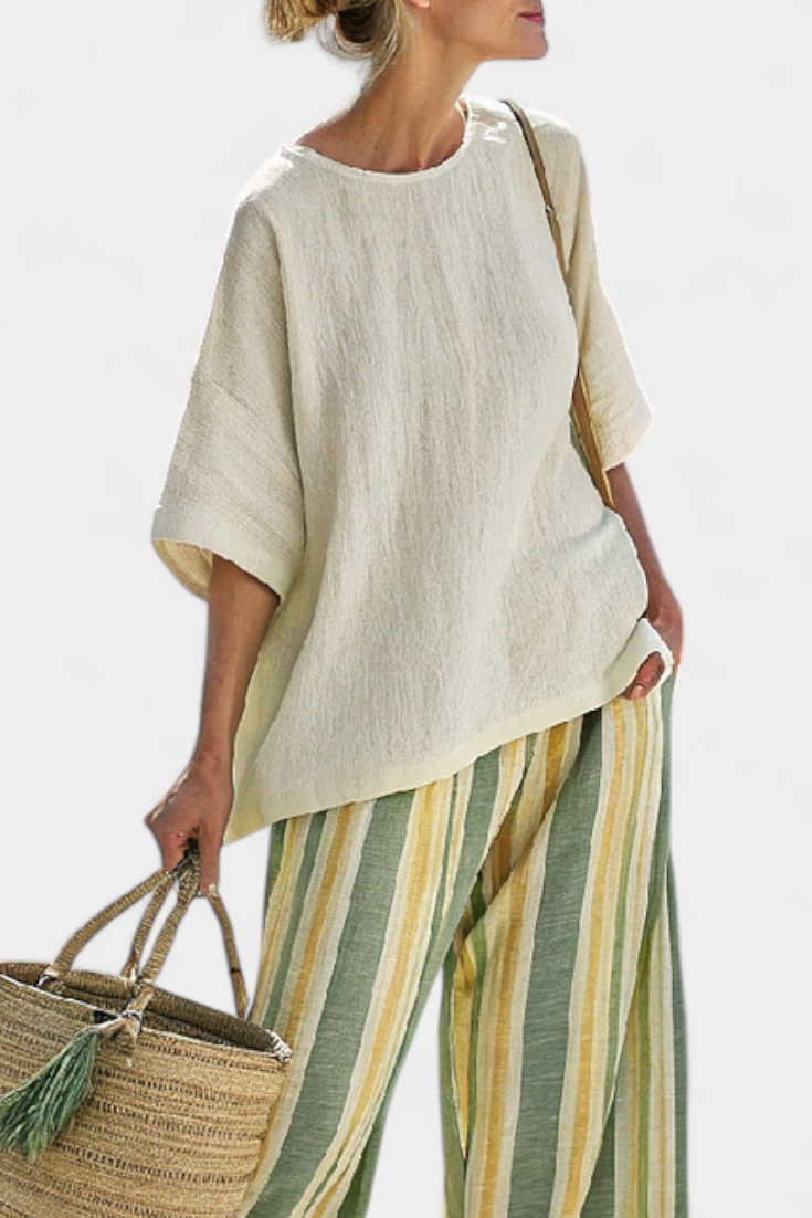 Ellowyn | Elegants Top & gstreifi Leinehose