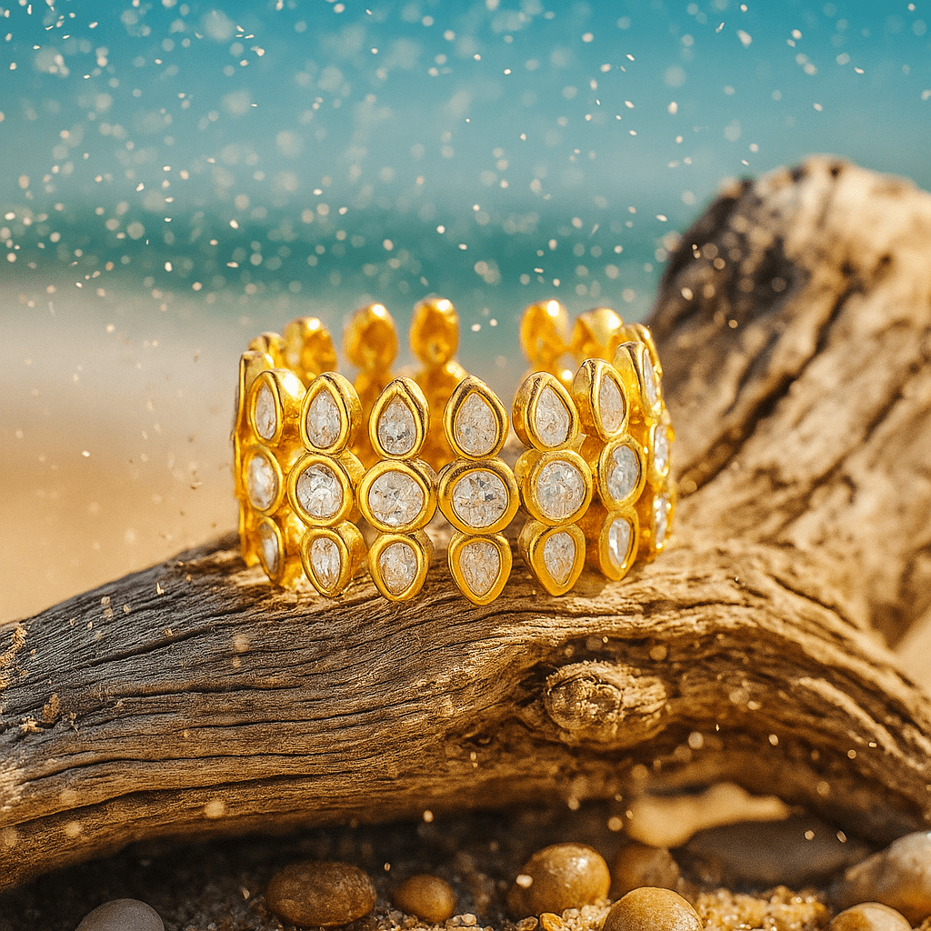 Morgeschmuck mit glänzende Edelstei