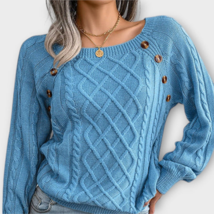 Malia – Zopfpullover mit Knöpfen