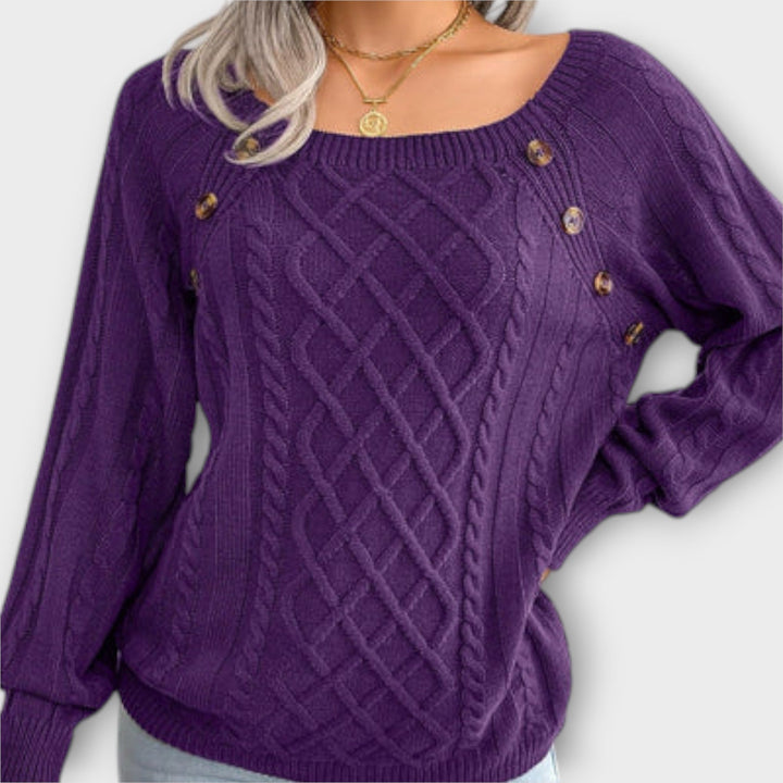 Malia – Zopfpullover mit Knöpfen