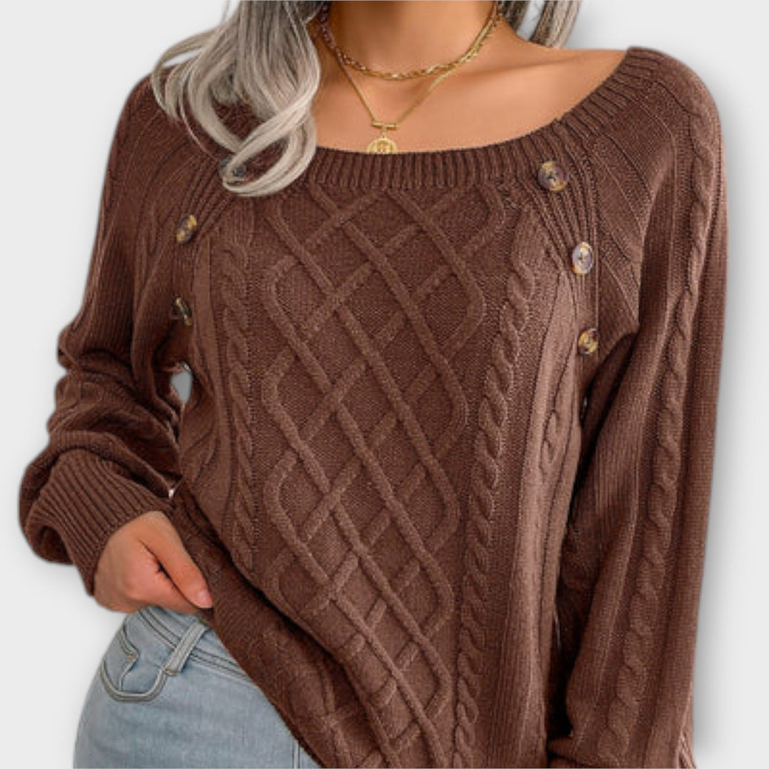 Malia – Zopfpullover mit Knöpfen
