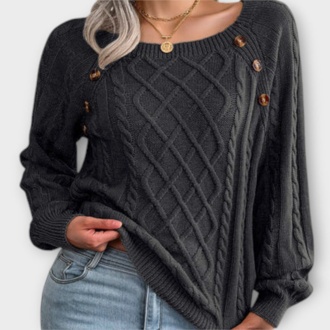 Malia – Zopfpullover mit Knöpfen