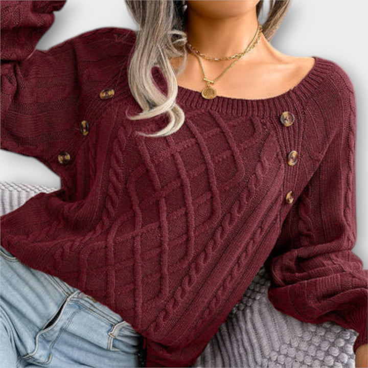 Malia – Zopfpullover mit Knöpfen