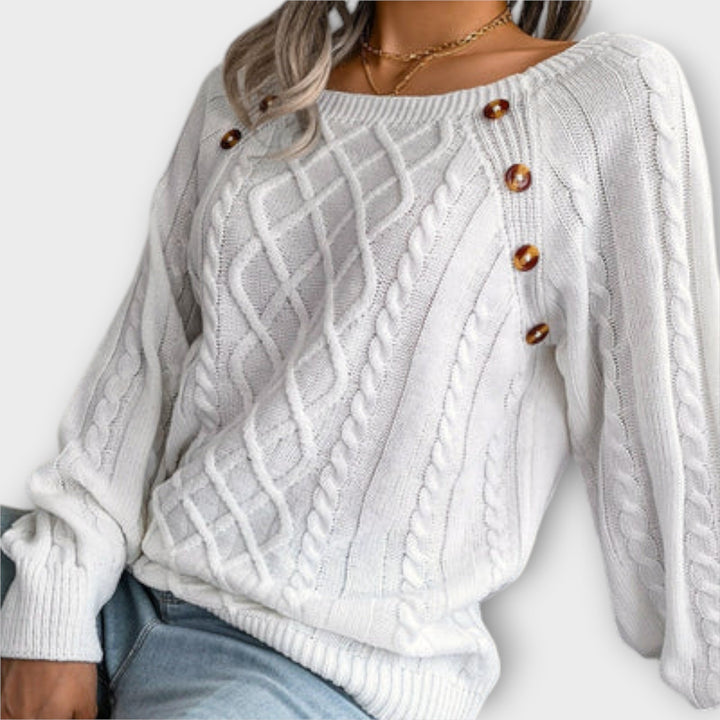 Malia – Zopfpullover mit Knöpfen