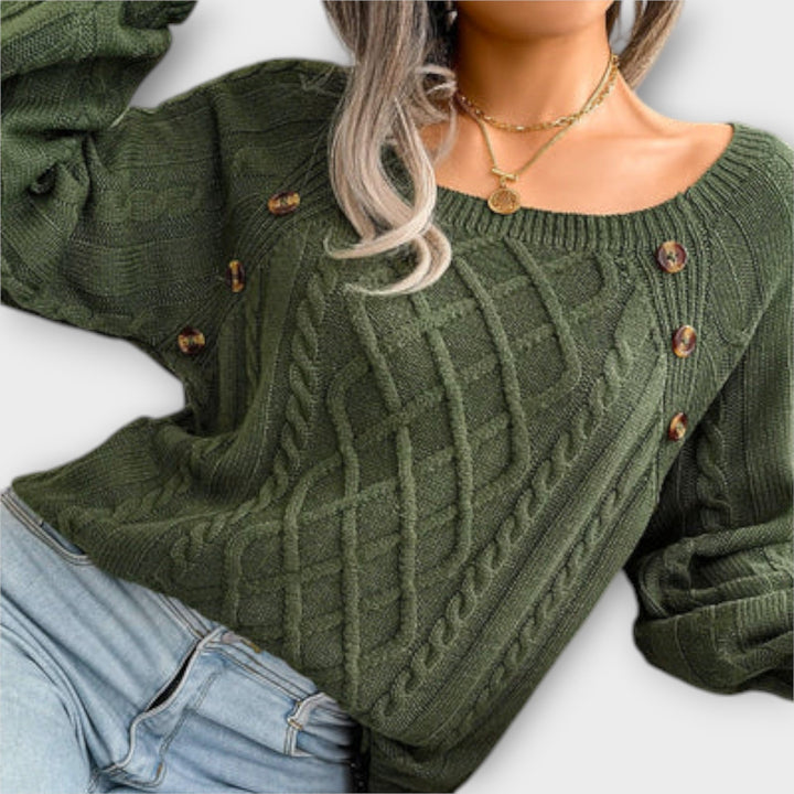 Malia – Zopfpullover mit Knöpfen