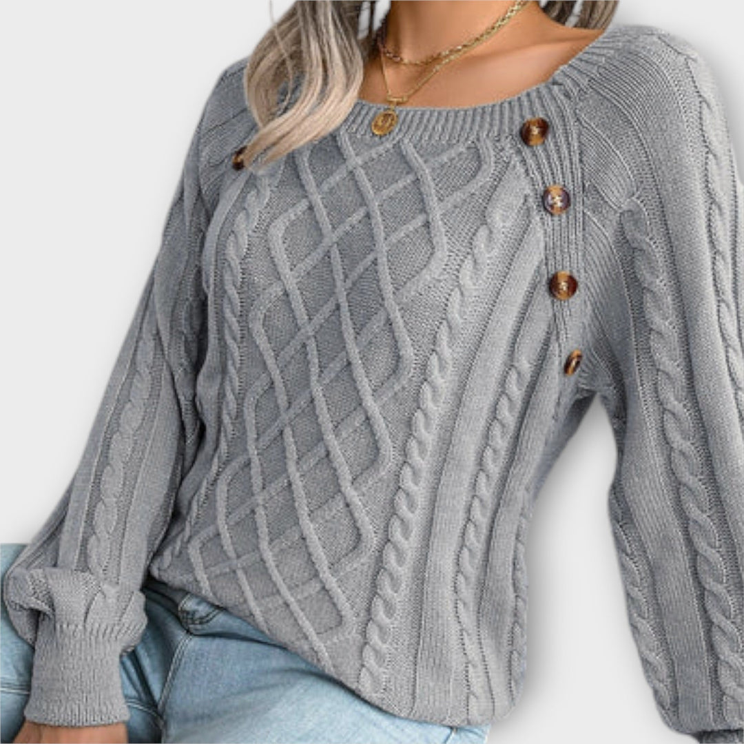 Malia – Zopfpullover mit Knöpfen
