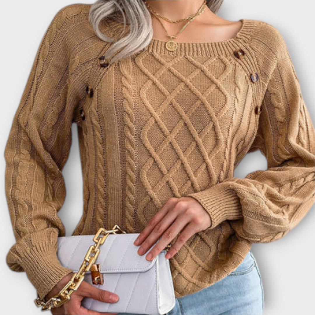 Malia – Zopfpullover mit Knöpfen