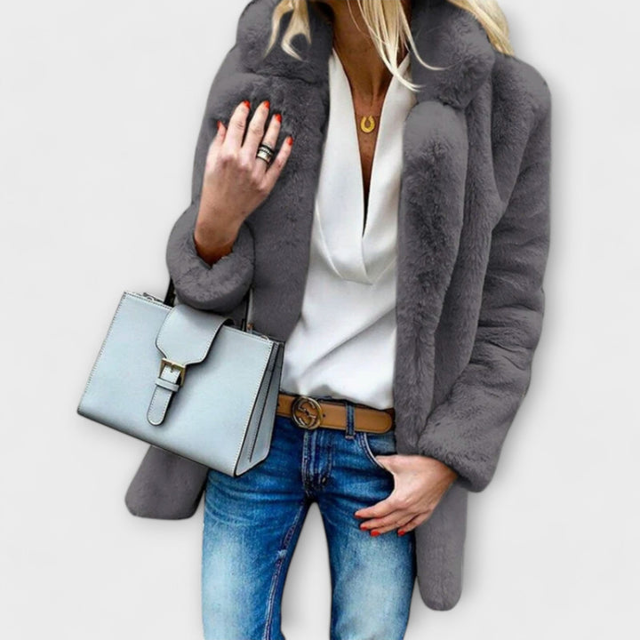 Luna - Graue warme Flausch-Winterjacke
