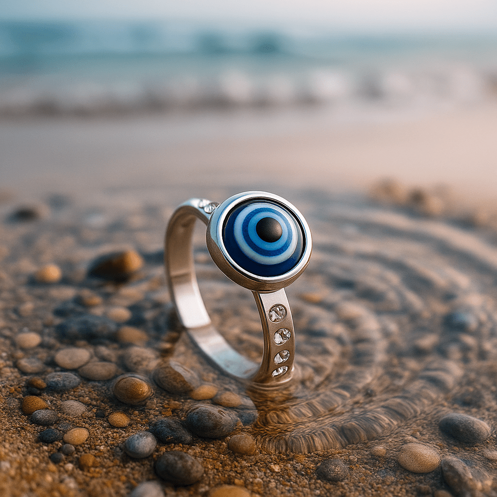 Silberige Marmor-Ring