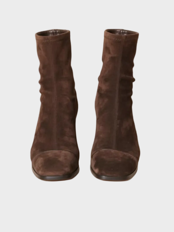 Alma – Veloursleder-Stiefelette mit Absatz