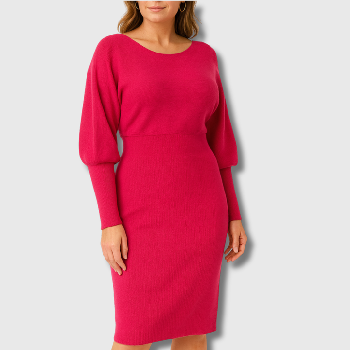 Nina | Elegants gstrickts Midi-Chleid