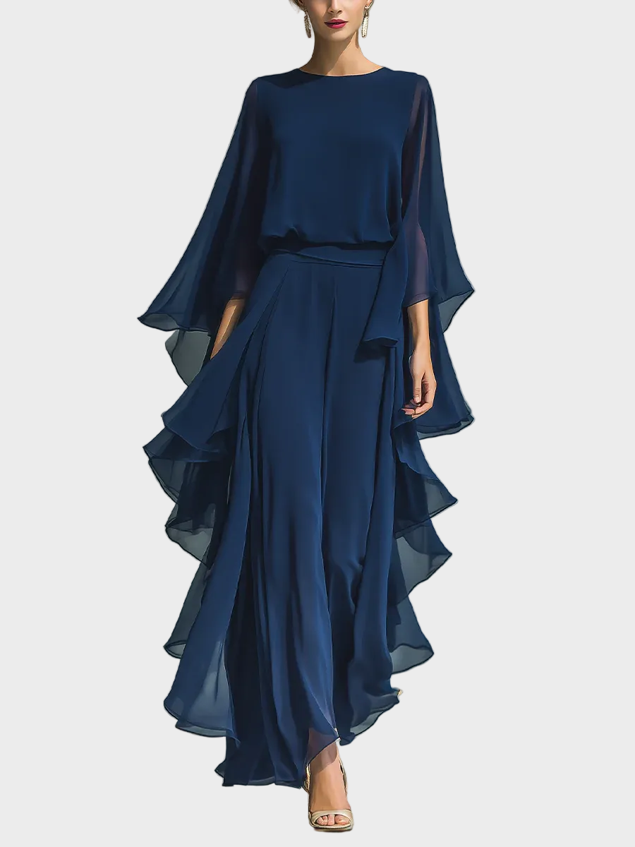 Aurora – Elegants Chiffon-Set mit Rüsche