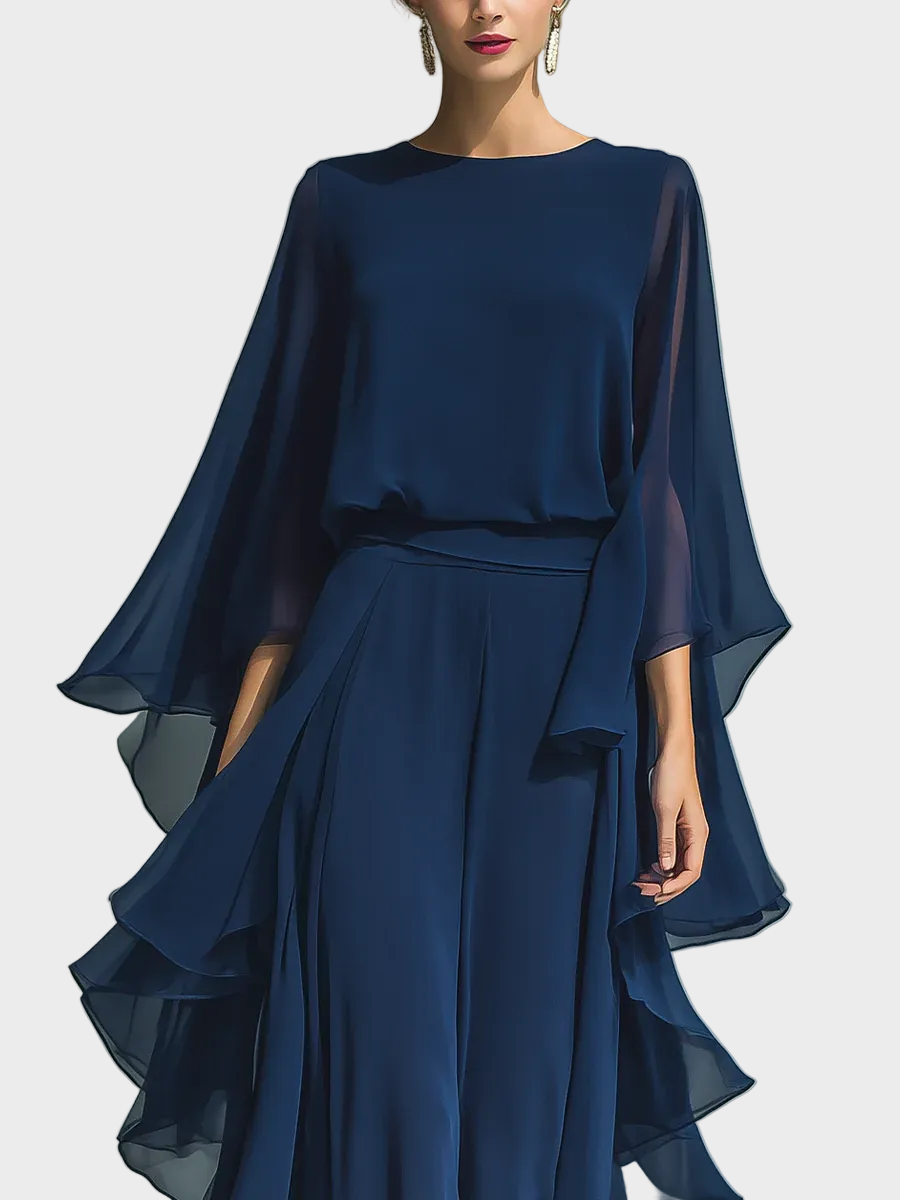 Aurora – Elegants Chiffon-Set mit Rüsche