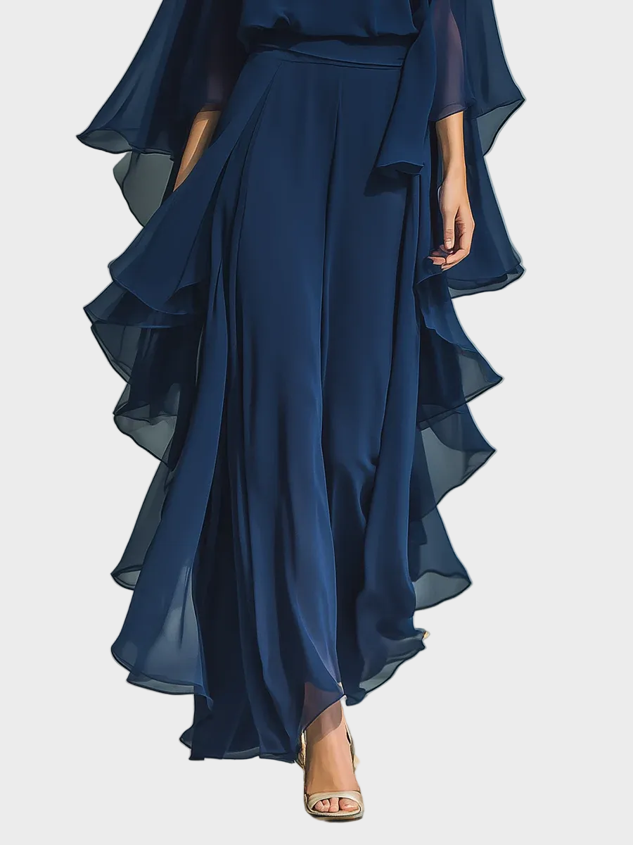 Aurora – Elegants Chiffon-Set mit Rüsche
