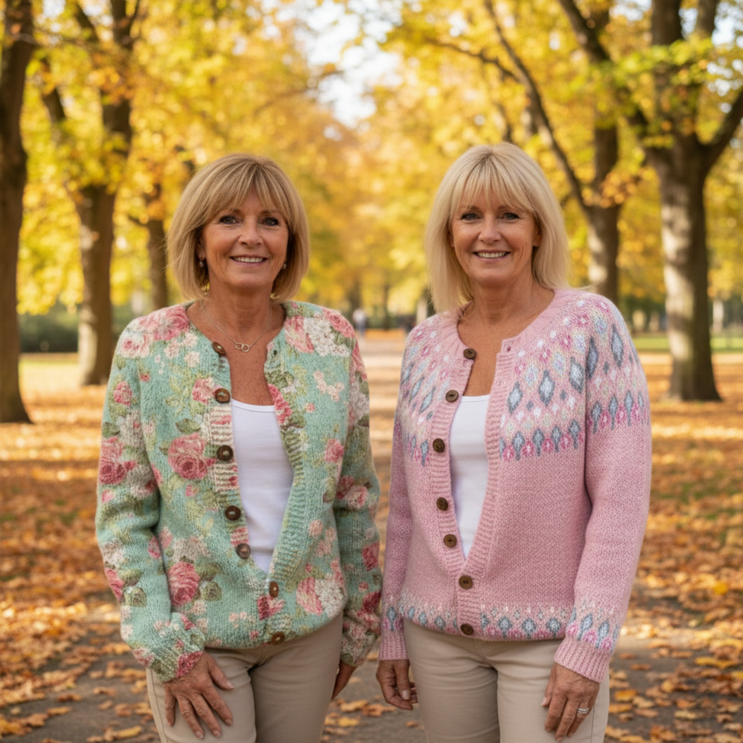 Laura – Herbstlicher Blumen-Cardigan