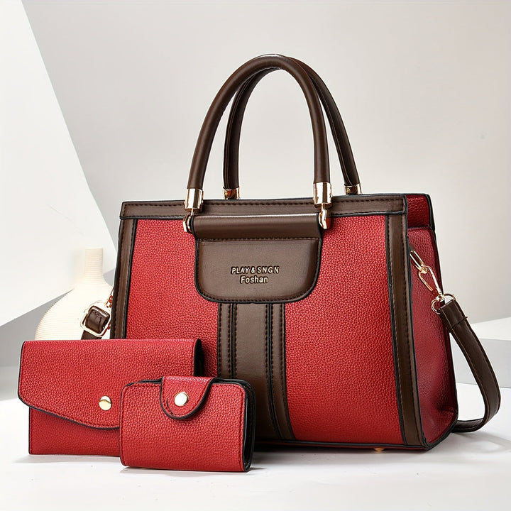 Luna – Elegants 3-teiligs Ledertasche-Set